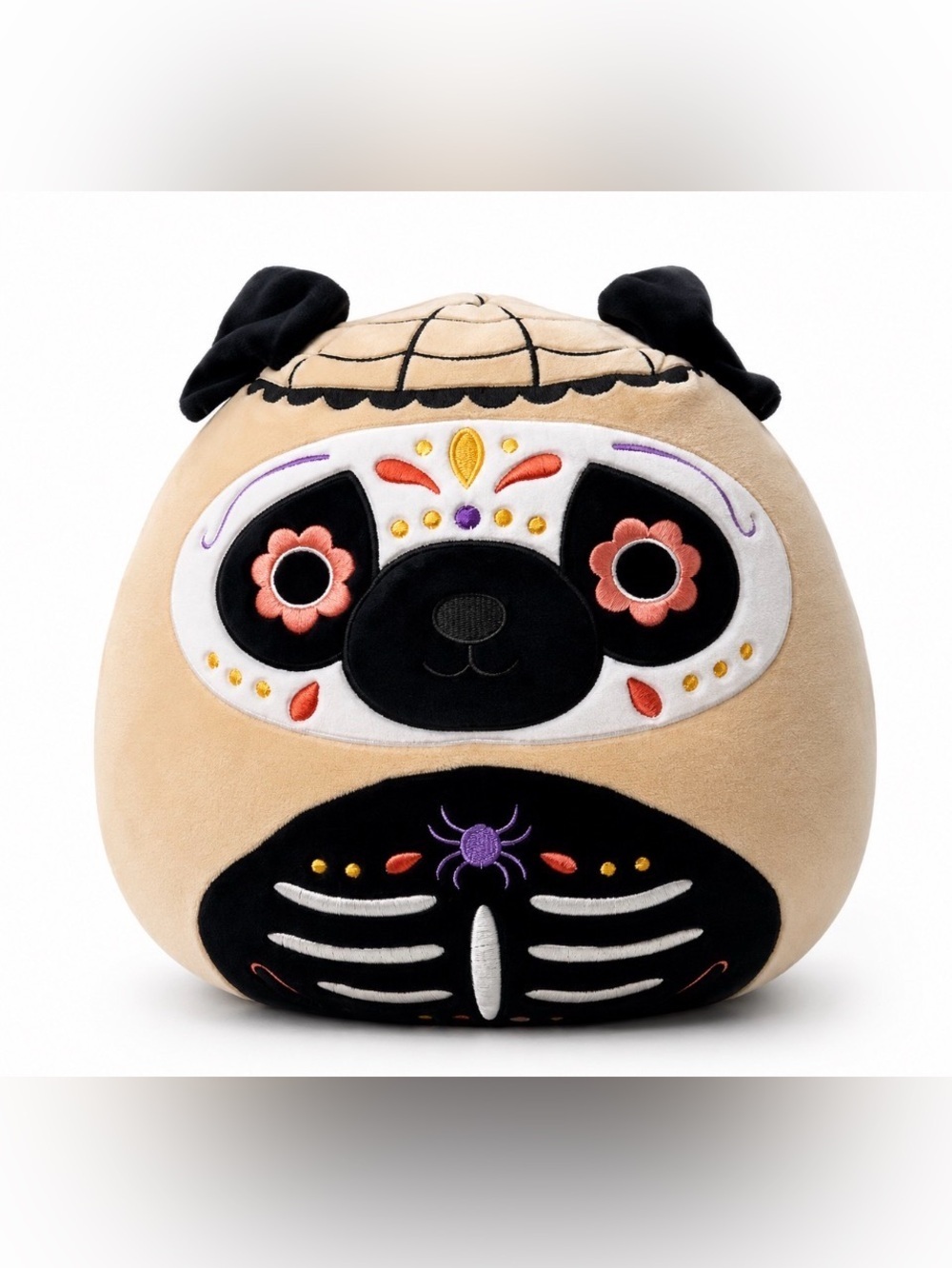 Squishmallow DOTD Prince Pug Halloween Day of The Dead Sugar Skull 12” NWOT